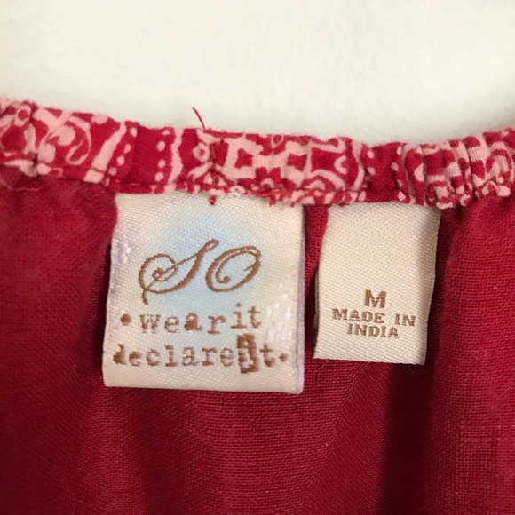 So Wear it Declare it. Boho Dress. Size M, Red with Flowers - Picture 3 of 6
